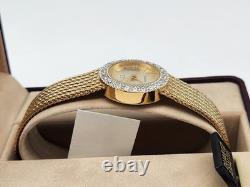 NOS Ladies Jules Jurgensen Crystal Gold Mesh Watch New Battery