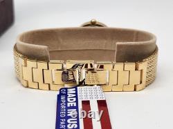 NOS Ladies Jules Jurgensen Crystal Gold Mesh Watch New Battery