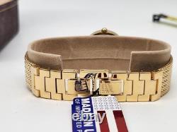 NOS Ladies Jules Jurgensen Crystal Gold Mesh Watch New Battery