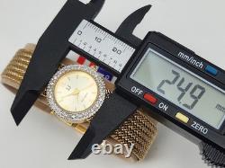 NOS Ladies Jules Jurgensen Crystal Gold Mesh Watch New Battery