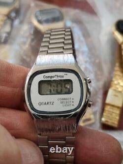 NOS Lot 37 pc COMPUCHRON DIGITAL QUARTZ WATCHES Hong Kong NEW 1970s $3.52 Each