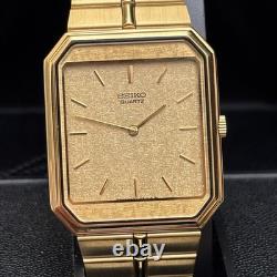 NOS Men's Neo Vintage Watch SEIKO 7430-5510 Gold Tone Tank 1980s Box New Bat