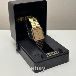 NOS Men's Neo Vintage Watch SEIKO 7430-5510 Gold Tone Tank 1980s Box New Bat
