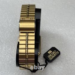 NOS Men's Neo Vintage Watch SEIKO 7430-5510 Gold Tone Tank 1980s Box New Bat