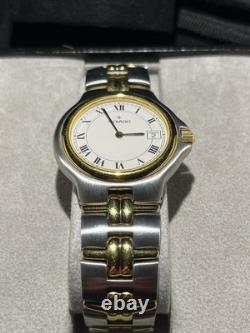 NOS Movado Olympian Watch Men 35mm White Dial Two Tone Date ORIGINAL BOX