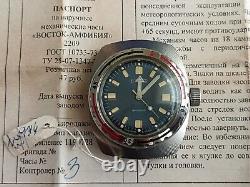 NOS! NEW! VOSTOK Wostok Amphibian NVCh 20 ATM. USSR VINTAGE WATCH BOX, TAGS 2209