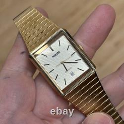 NOS Neo Vintage Phasar by Seiko Tank Y102-5260 Gold Tone Quartz Mens Watch