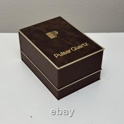 NOS Neo Vintage Pulsar V250-5240 Men's Quartz Watch Tank 1980s Black Grey Gold