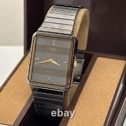 NOS Neo Vintage Pulsar V250-5240 Men's Quartz Watch Tank 1980s Black Grey Gold