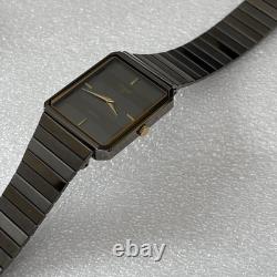 NOS Neo Vintage Pulsar V250-5240 Men's Quartz Watch Tank 1980s Black Grey Gold