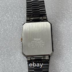 NOS Neo Vintage Pulsar V250-5240 Men's Quartz Watch Tank 1980s Black Grey Gold