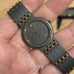 NOS Neo Vintage Seiko 5P30-6A30 Two Gold Tone Quartz Grey Mens Watch New Bat