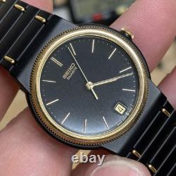 NOS Neo Vintage Seiko Men's Black & Gold Tone Quartz Watch 6532-6020 New Bat