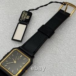 NOS Neo Vintage Seiko Tank 5C20-5030 Black Gold Tone Quartz Alarm Watch New Bat