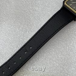 NOS Neo Vintage Seiko Tank 5C20-5030 Black Gold Tone Quartz Alarm Watch New Bat