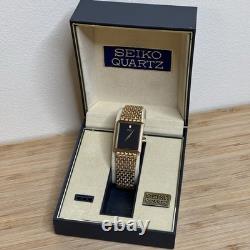 NOS Neo Vintage Seiko Tank 9020-5370 Gold Tone Quartz Mens Watch Braided New Bat