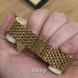 NOS Neo Vintage Seiko Tank 9020-5370 Gold Tone Quartz Mens Watch Braided New Bat