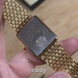 NOS Neo Vintage Seiko Tank 9020-5370 Gold Tone Quartz Mens Watch Braided New Bat
