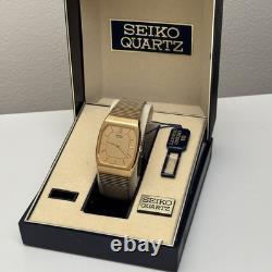 NOS Neo Vintage Seiko Watch 2620-5649 Gold Tone Dial 26mm Quartz Tank Box