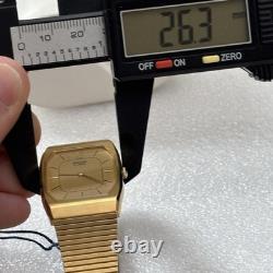 NOS Neo Vintage Seiko Watch 2620-5649 Gold Tone Dial 26mm Quartz Tank Box