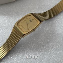 NOS Neo Vintage Seiko Watch 2620-5649 Gold Tone Dial 26mm Quartz Tank Box
