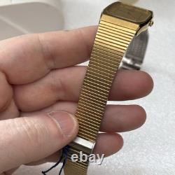 NOS Neo Vintage Seiko Watch 2620-5649 Gold Tone Dial 26mm Quartz Tank Box