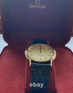 NOS New Old Stock VTG Omega Deville Mens Dress Watch 20 Microns Gold Lizard Band