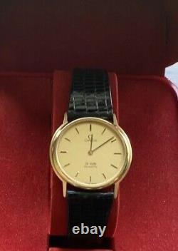 NOS New Old Stock VTG Omega Deville Mens Dress Watch 20 Microns Gold Lizard Band