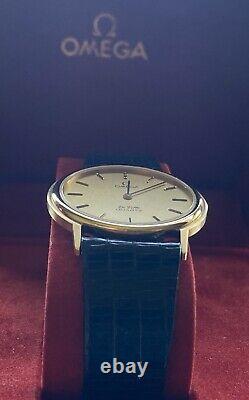 NOS New Old Stock VTG Omega Deville Mens Dress Watch 20 Microns Gold Lizard Band