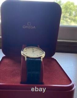 NOS New Old Stock VTG Omega Deville Mens Dress Watch 20 Microns Gold Lizard Band