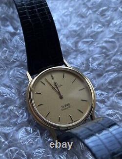 NOS New Old Stock VTG Omega Deville Mens Dress Watch 20 Microns Gold Lizard Band