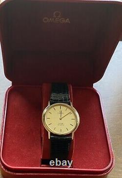 NOS New Old Stock VTG Omega Deville Mens Dress Watch 20 Microns Gold Lizard Band