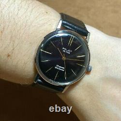 NOS Poljot De LUXE Ultra Slim 23 Jewels 2209 Soviet Mens Wristwatch Vintage USSR