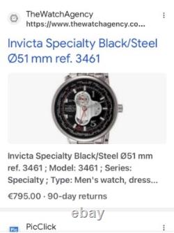 NOS RARE, Invicta Specialty Watch 3461, MENS Stainless Steel, Hard To Find