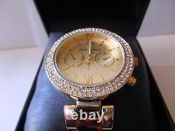 NOS SAKS FIFTH AVENUE Goldtone Iced Out Men's Watch