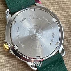 NOS SEIKO 7N42-8189 Quartz Date Watch Original Green Band