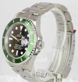 NOS STICKERED 2003 Rolex Submariner KERMIT Green FLAT 4 Steel F 16610LV V Watch