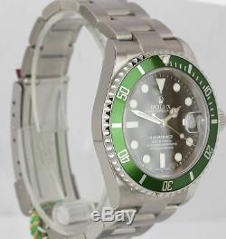 NOS STICKERED 2003 Rolex Submariner KERMIT Green FLAT 4 Steel F 16610LV V Watch