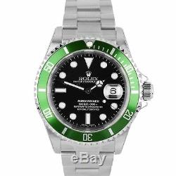 NOS STICKERED 2003 Rolex Submariner KERMIT Green FLAT 4 Steel F 16610LV V Watch