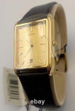 NOS Seiko SKK102 Ultra Thin Dress Watch Gold Dial 7N32-5A09 FREE EMS SHIPPING
