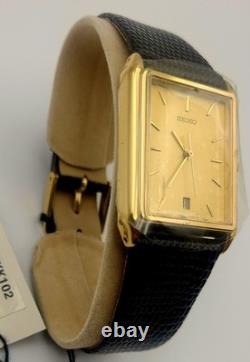 NOS Seiko SKK102 Ultra Thin Dress Watch Gold Dial 7N32-5A09 FREE EMS SHIPPING