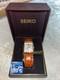 NOS Seiko Unisex Wristwatch V701 Calf Leather Band Japan Movement New Battery