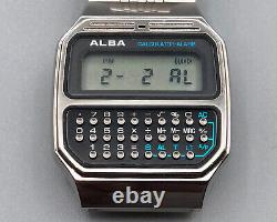 NOS VINTAGE ALBA BY SEIKO CALCULATOR ALARM WATCH Y739-5000 AS IS PROBLEM WithKEY#3