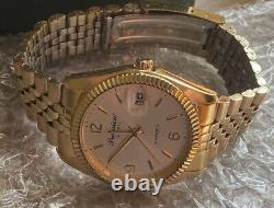 NOS VTG Classic Style Gruen Gold Tone Date Men's Watch New Old Stock WithBox