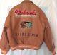 NOS Vintage 1990 Avirex Varsity Leather Jacket Solid Orange Size Large