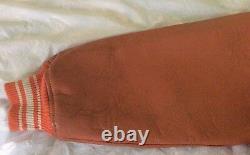 NOS Vintage 1990 Avirex Varsity Leather Jacket Solid Orange Size Large