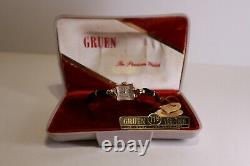 NOS Vintage Gruen 17 Jewels 14K Solid Yellow Gold Case Ladies Watch WithBox