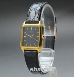 NOS Vintage ORIENT D859V2-40 Women's Quartz Watch Black Dial Gold Tank 20mm