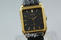 NOS Vintage ORIENT D859V2-40 Women's Quartz Watch Black Dial Gold Tank 20mm