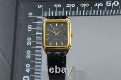 NOS Vintage ORIENT D859V2-40 Women's Quartz Watch Black Dial Gold Tank 20mm